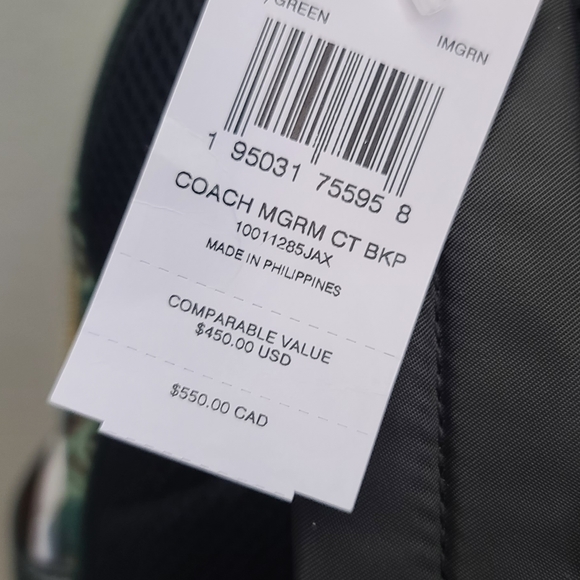 Green Gold Print Court Backpack With Coach Monogram Print & Wristlet - Picture 10 of 12